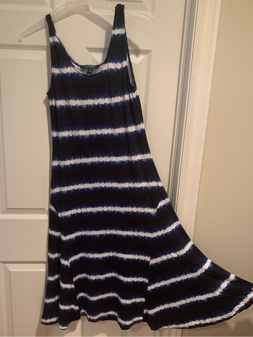 Lauren Ralph Lauren Striped Sleeveless Maxi Dress with Tie Dye Effect